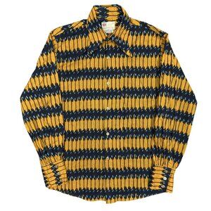 Rare 1960s Spire California Dacron Disco Colorful Pattern Shirt Medium 15 1/2